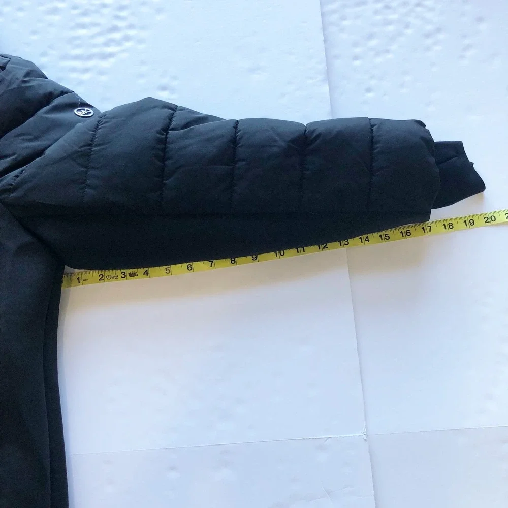 Michael Kors Coat Womens 1X Black Quilted Puffer Hooded Plus Size Winter Jacket